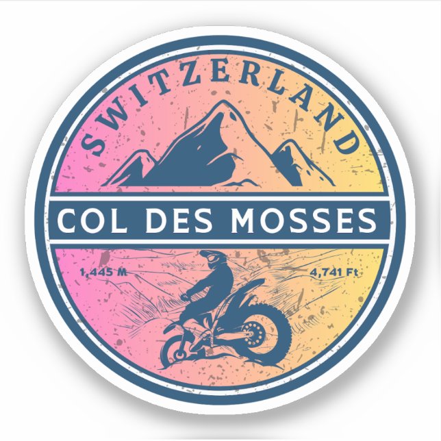 Adesivo Passeio de moto pelas alpes suíças Col des Mosses (Frente)