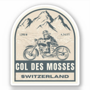 Adesivo Passeio de moto pelas alpes suíças Col des Mosses