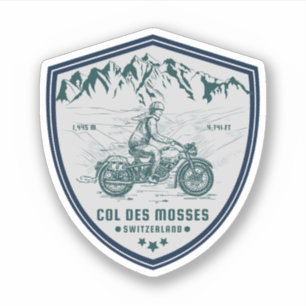 Adesivo Passeio de moto pelas alpes suíças Col des Mosses