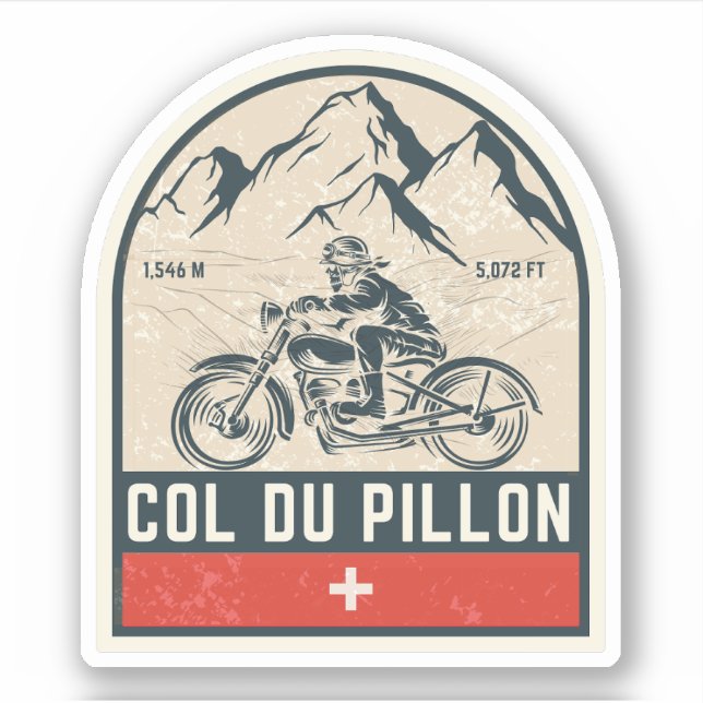 Adesivo Passeio de moto pelas alpes suíças Col du Pillon (Frente)