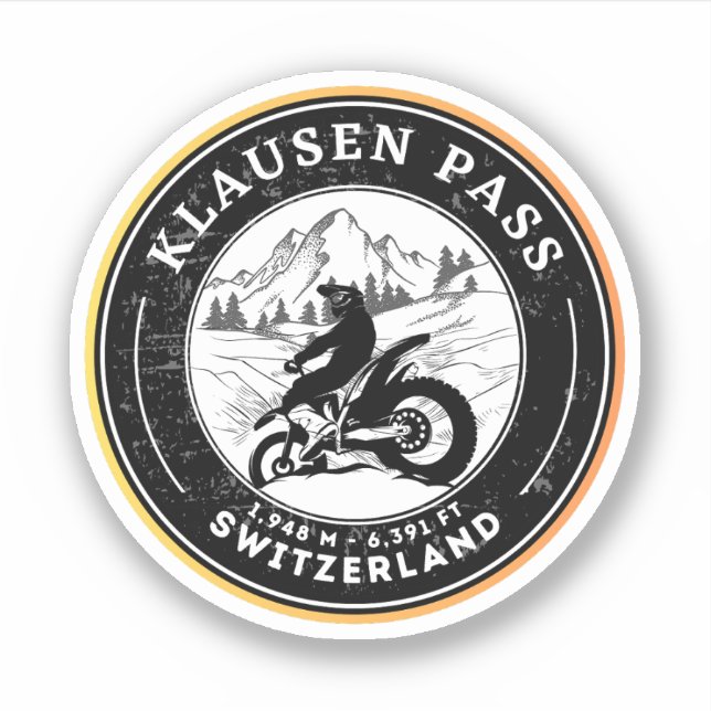 Adesivo Passeio de moto pelas Alpes suíças pelo passo de K (Frente)