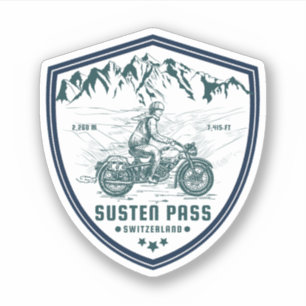 Adesivo Passeio de moto pelas Alpes suíças pelo Passo de S