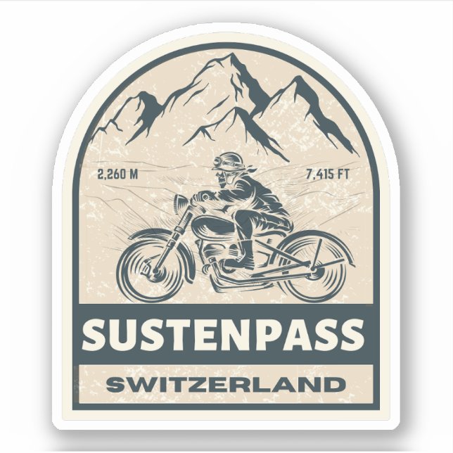 Adesivo Passeio de moto pelas Alpes suíças pelo Susten Pas (Frente)