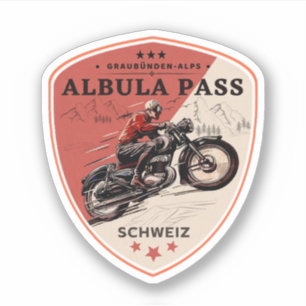 Adesivo Passeio de moto pelos Alpes Suíços pelo passo Albu