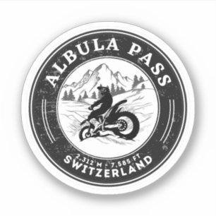 Adesivo Passeio de moto pelos Alpes suíços pelo passo Albu