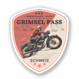 Adesivo Passeio de moto pelos Alpes Suíços pelo Passo de G