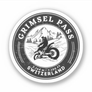 Adesivo Passeio de moto pelos Alpes Suíços pelo Passo de G