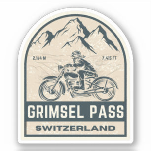 Adesivo Passeio de moto pelos Alpes Suíços pelo Passo de G
