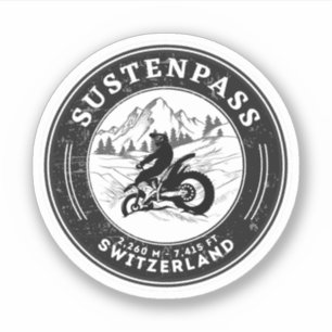 Adesivo Passeio de moto pelos Alpes suíços pelo Susten Pas