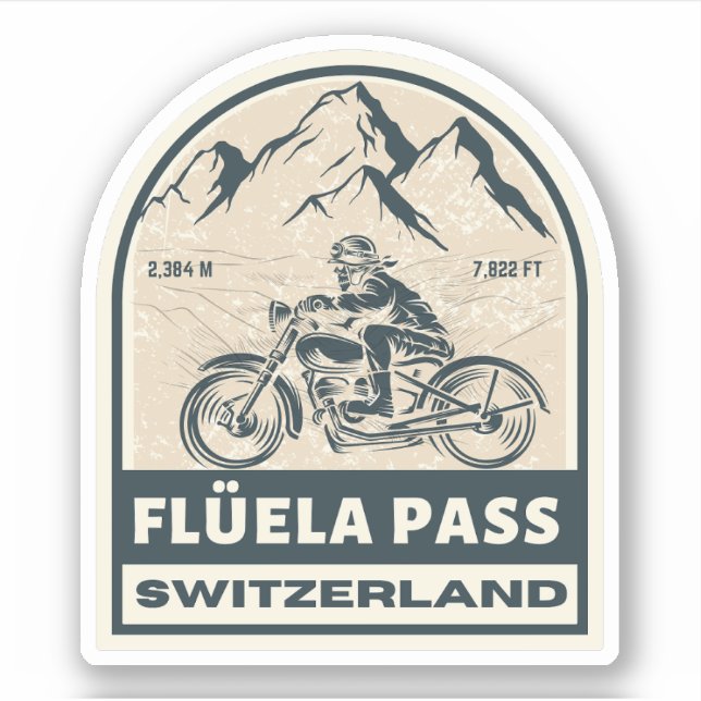 Adesivo Passeio de motocicleta Flüela Pass Swiss-alps (Frente)