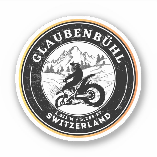Adesivo Passeio de motocicleta Glaubenbüelen em swiss-alps (Frente)