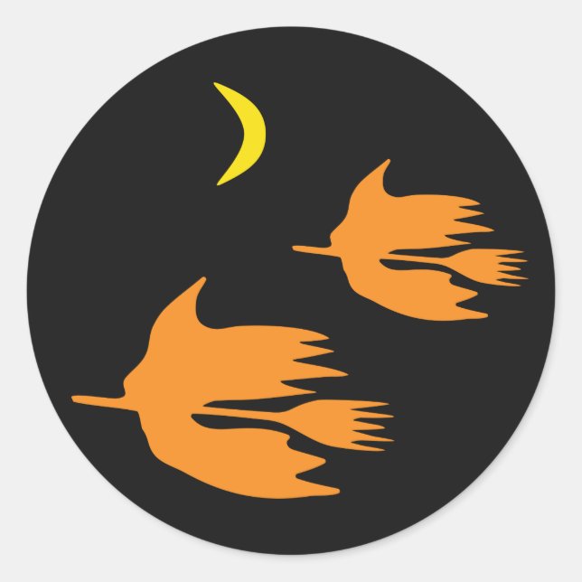 Adesivo Passeio de vassoura à noite - Imagem de bruxa do H (Frente)