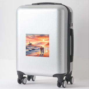 Adesivo Passeio Romântico pelo Farol do Pôr do Sol na Cost