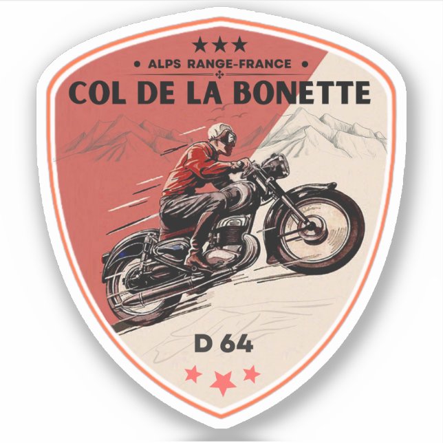 Adesivo Passo comum de la Bonette francês Alpes motobike (Frente)