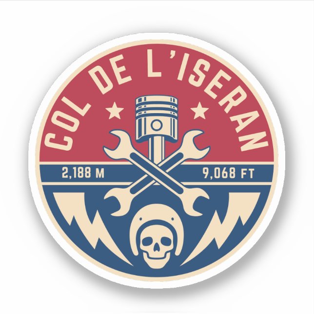 Adesivo Passo comum francês Col de l’Iseran Alpes motobike (Frente)