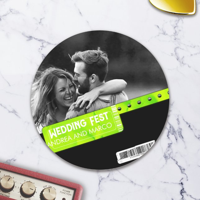 Adesivo Passo de Embarque de Bilhetes de Casamento Rochoso (Wedding Ticket Boarding Pass Music Festival Wedding Sticker)
