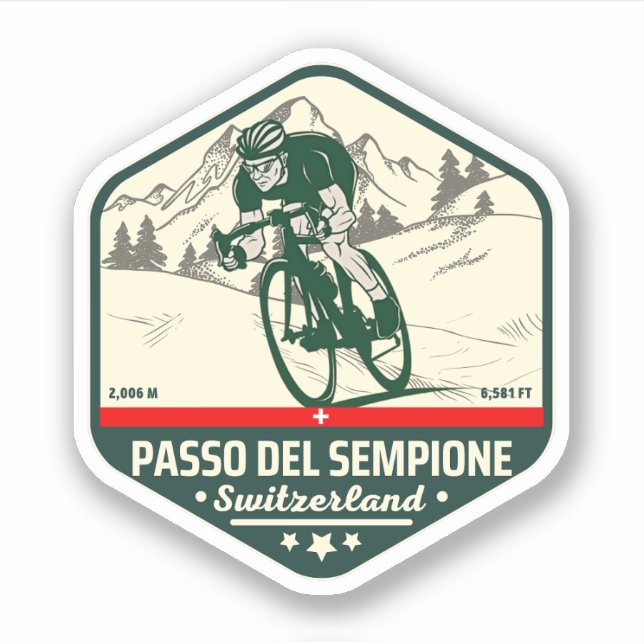 Adesivo Passo del Sempione italian swiss Mountain bike (Frente)