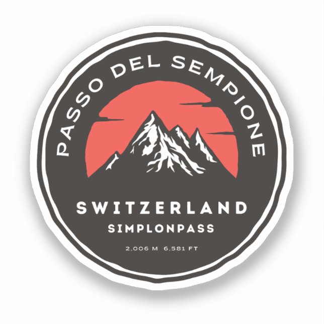 Adesivo Passo del Sempione italian swiss Mountain moto (Frente)