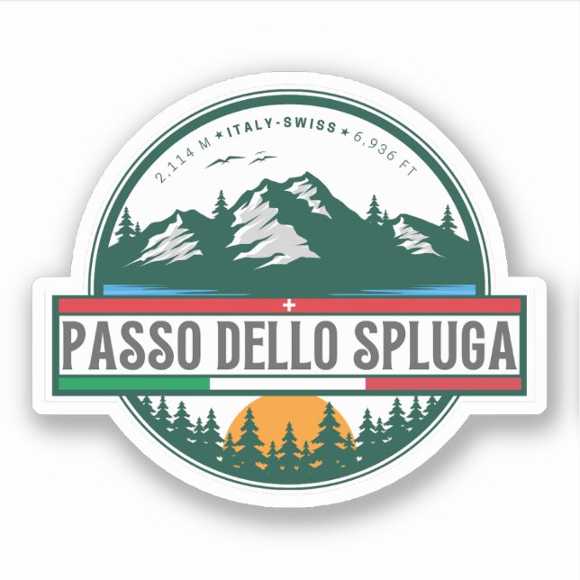 Adesivo Passo dello Spluga italiano swiss Mountain moto (Frente)
