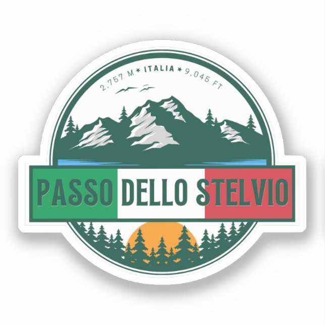 Adesivo passo dello stelvio - stelvio pass italian Mountai (Frente)