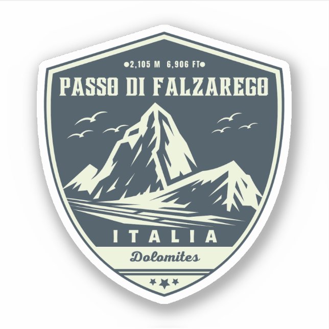 Adesivo Passo di Falzarego - dolomite de passagem de monta (Frente)