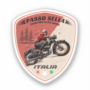 Adesivo passo Sella montanhas italianas motocicleta