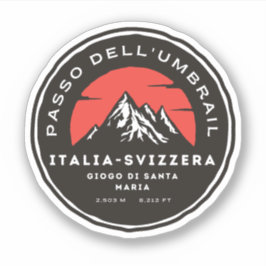 Adesivo Passo Umbrail fronteira Itália-Suíça Alpes