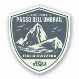 Adesivo Passo Umbrail fronteira Itália-Suíça Alpes