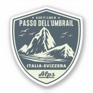 Adesivo Passo Umbrail fronteira Itália-Suíça Alpes