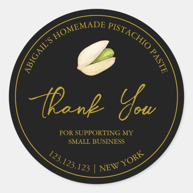 Adesivo Pasta De Pistachio Homemada Simples Obrigado Rótul (Frente)