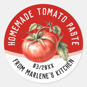 Adesivo Pasta de tomate caseira editável com tomate vermel