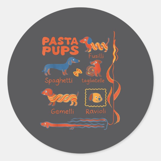 Adesivo Pasta P Dog Funny Dachshund Dog Pasta Foodie Dog S (Frente)