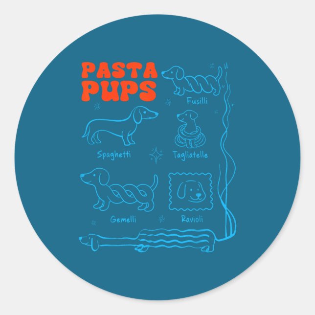 Adesivo Pasta P Funny Dachshund Wiener Dog Pasta Foodie Do (Frente)