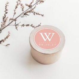 Adesivo Pastéis à beira-mar Peach Monograma Data de Casame