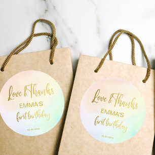 Adesivo Pastel arco-íris ombre primeiro obrigado de aniver