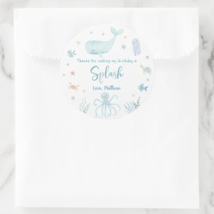 Adesivo Pastel Azul Sob O Aniversário Do Mar Obrigado