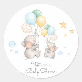 Adesivo Pastel Baby Elephant Obrigado Sticker Favor