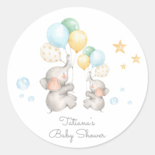 Adesivo Pastel Baby Elephant Obrigado Sticker Favor