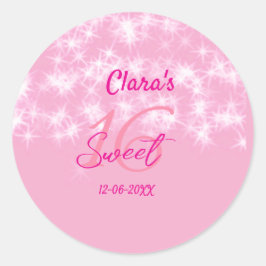 Adesivo Pastel baby pink doce de 16 anos adicione nome da
