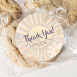 Adesivo Pastel Birthday Girl Pink Thank You Round Sticker