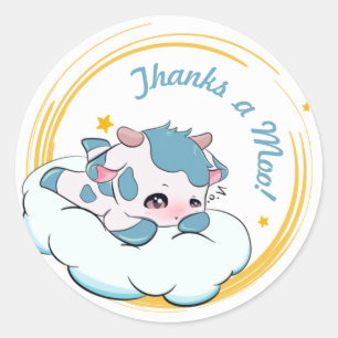 Adesivo Pastel Blue Bebê White Cloud Elegante Obrigado