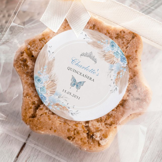 Adesivo Pastel Blue Quinceanera Boho Princess Mis Quince (Criador carregado)