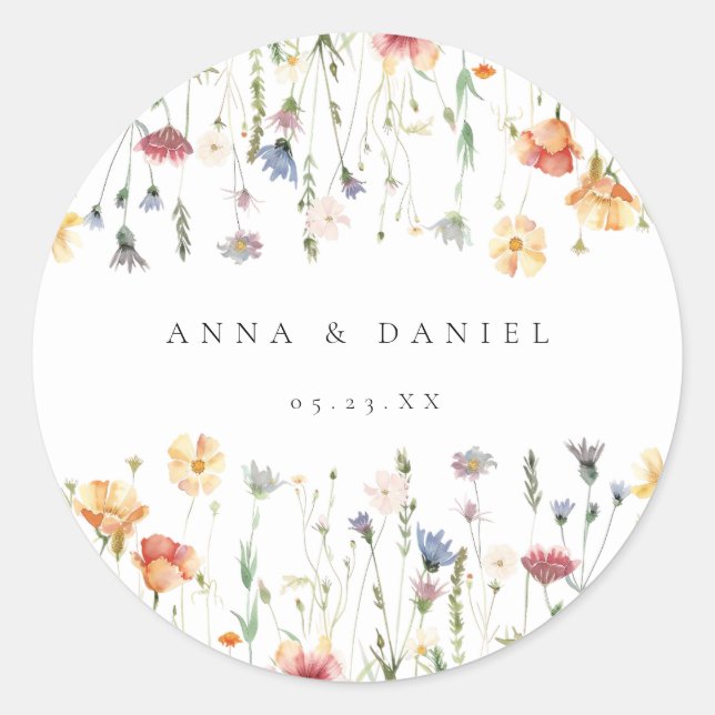 Adesivo Pastel Boho Wildflower Wedding (Frente)