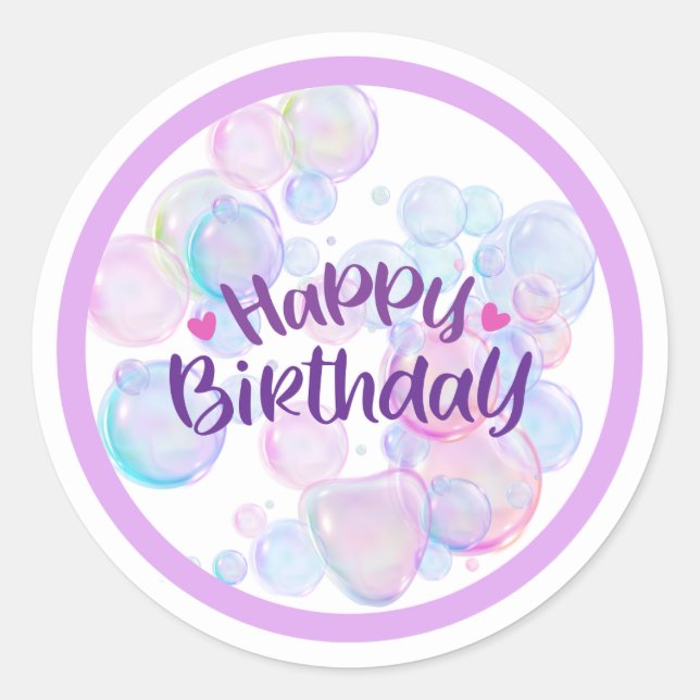 Adesivo Pastel Bubble “Happy Birthday” Sticker (Frente)