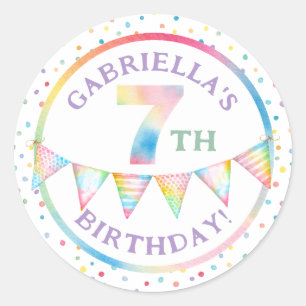 Adesivo Pastel Confetti 7 Birthday Favor Sticker