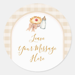Adesivo Pastel Cutie Pie Gingham Chá de fraldas sua mensag