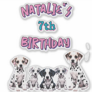 Adesivo Pastel Dalmatian Dogs Birthday Party