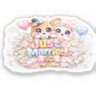 Adesivo Pastel de Animais Fofos Casais Kawaii Recé