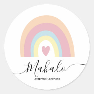 Adesivo pastel de mahalo arco-íris personalizado