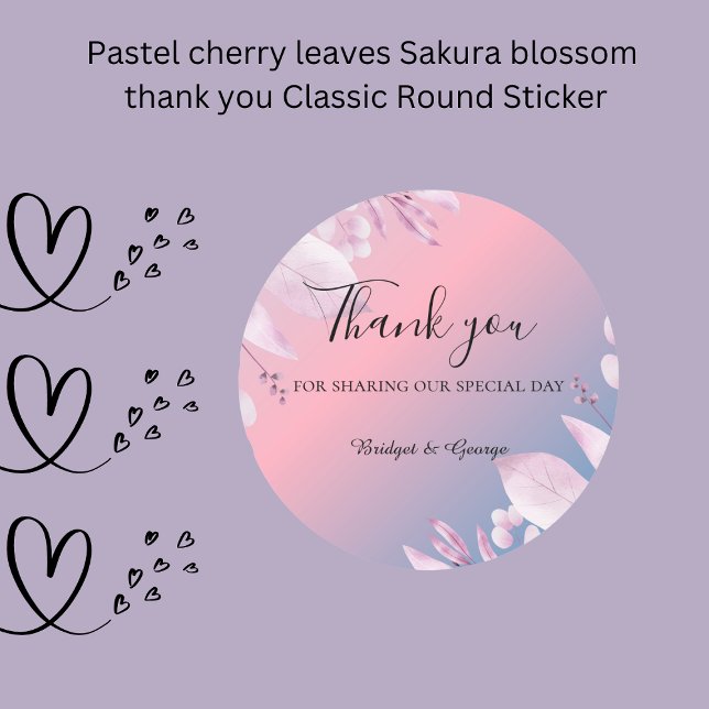 Adesivo Pastel deixa Sakura florescendo obrigado (Pastel cherry leaves Sakura blossom thank you Classic Round Sticker)